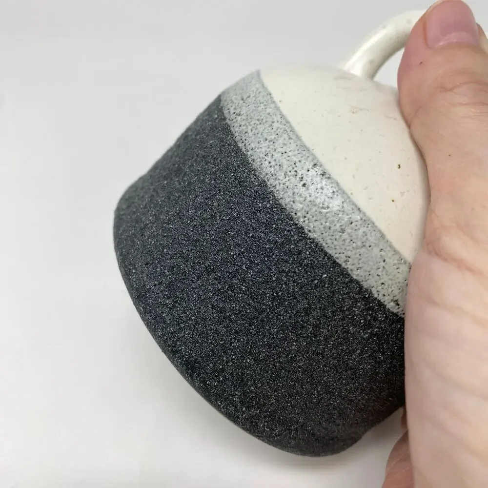 Small ceramic jug vase two-toned textured white gray